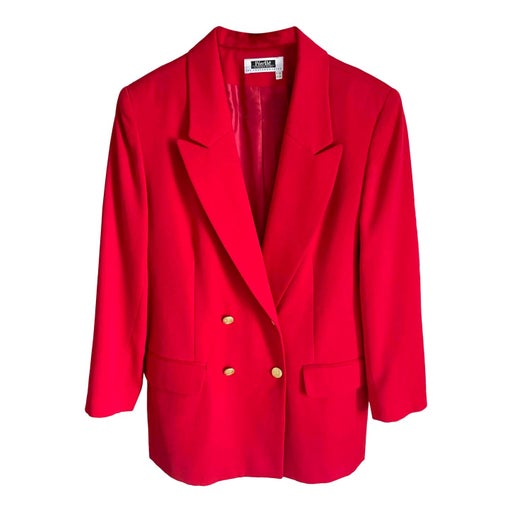 Double-breasted red blazer