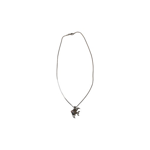 Collier pendentif en métal argenté
