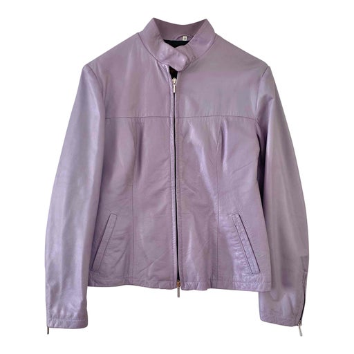 Blouson en cuir lilas