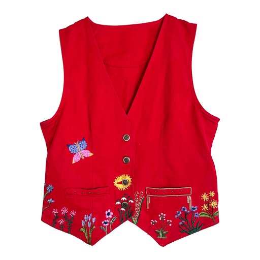 Embroidered cotton vest