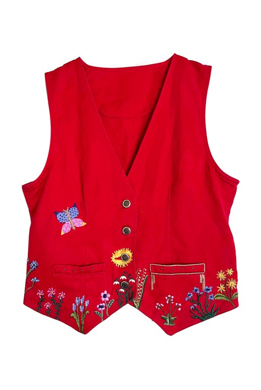 Embroidered cotton vest