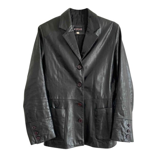 Black leather blazer