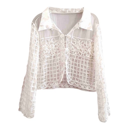 Veste courte en tulle brodé