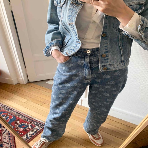 Heart print jeans