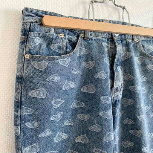 Heart print jeans