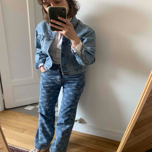 Heart print jeans