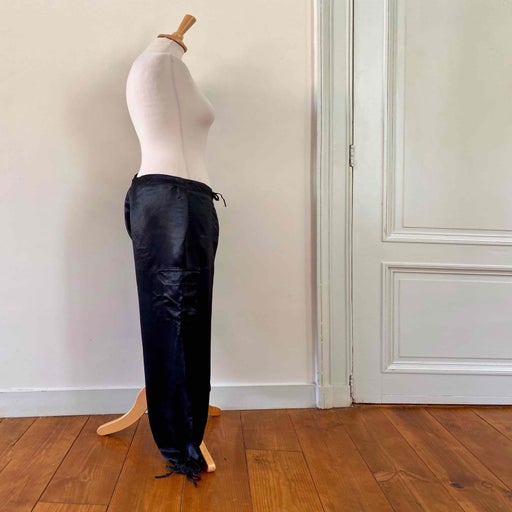Pantalon cargo en satin