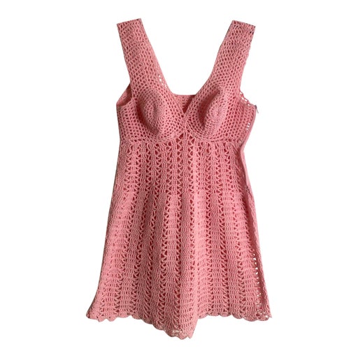 Pink crochet mini dress,