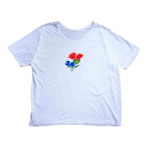 Tee-shirt blanc avec fleurs