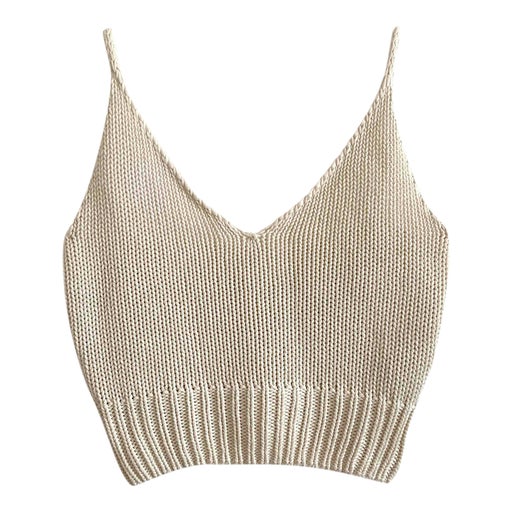 Cropped cotton knit top