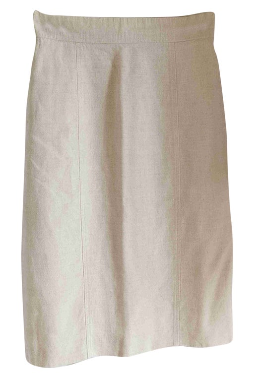 High-waisted linen and cotton skirt