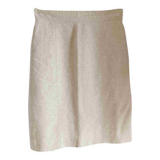 High-waisted linen and cotton skirt