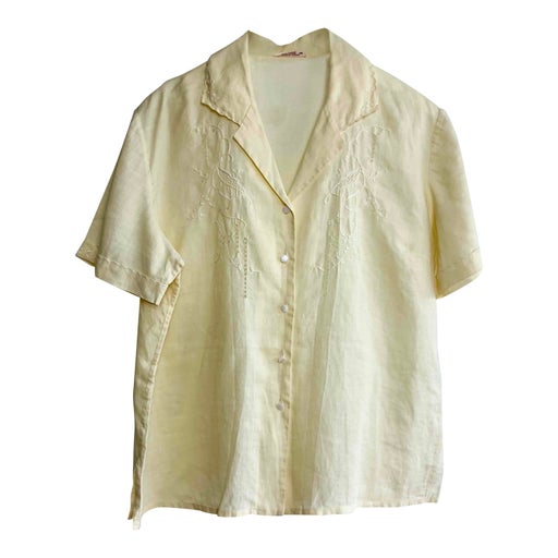 Blouse en lin jaune pastel