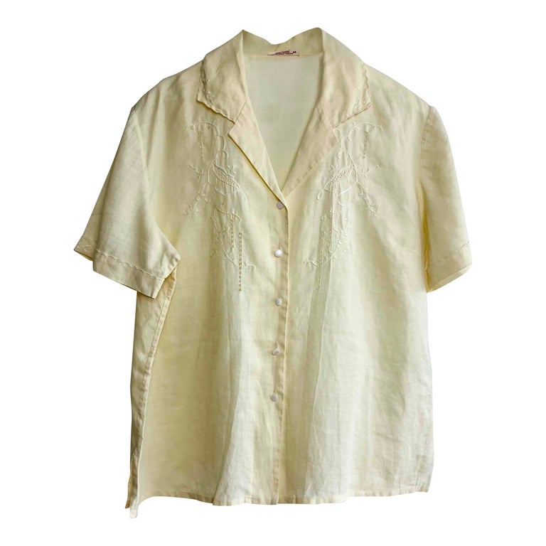 Blouse en lin jaune pastel