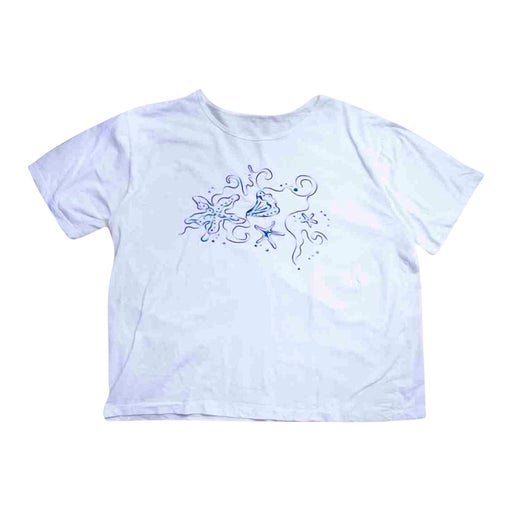 Tee-shirt blanc vintage avec broderies