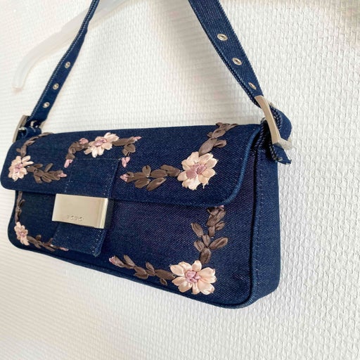 Y2K denim baguette bag