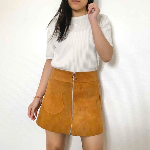 70s suede mini skirt