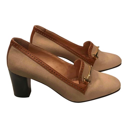 Mocassins en cuir et toile