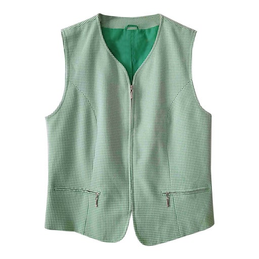 Gingham sleeveless cardigan