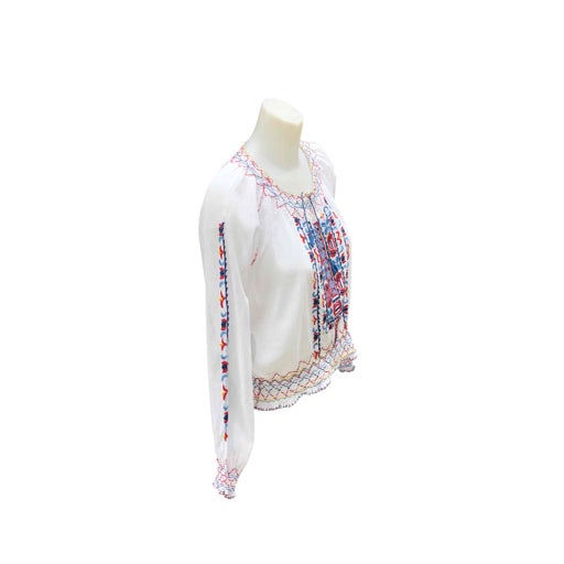 Blouse hongroise en lin et coton