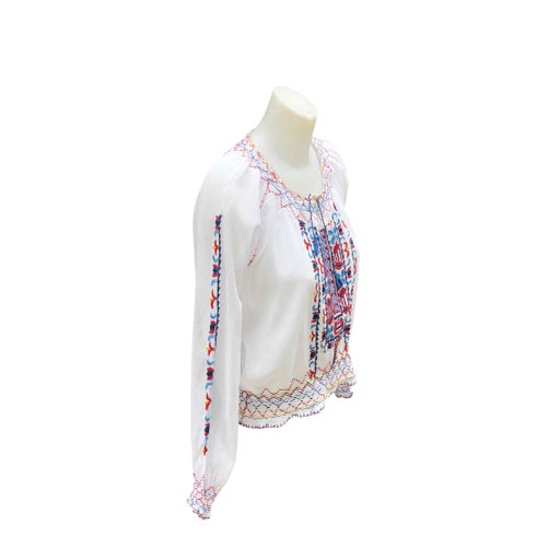 Blouse hongroise en lin et coton