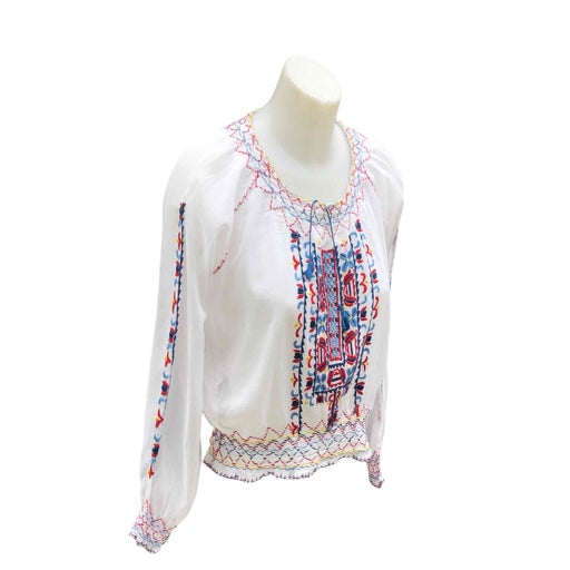Blouse hongroise en lin et coton