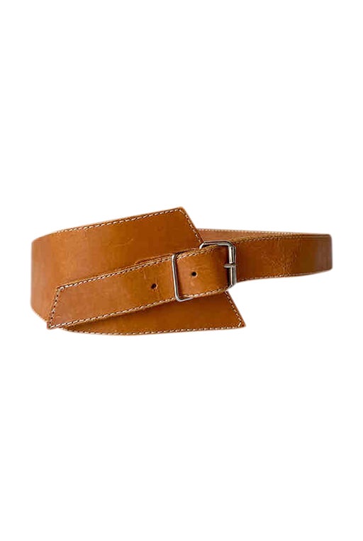 Asymmetrical leather belt