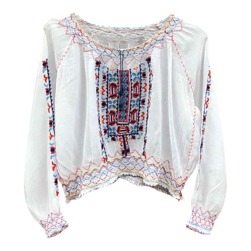 Blouse hongroise en lin et coton