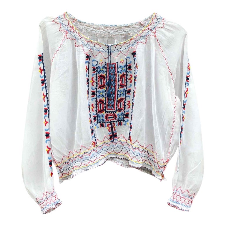 Blouse hongroise en lin et coton
