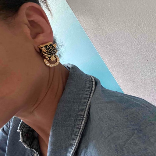 Golden metal earrings