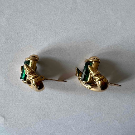 Golden metal earrings