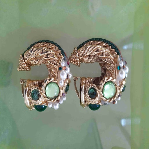 Gold metal hoop earrings