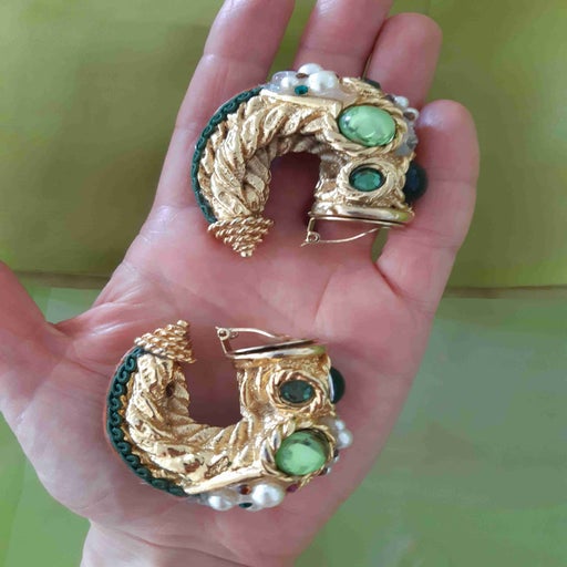 Gold metal hoop earrings