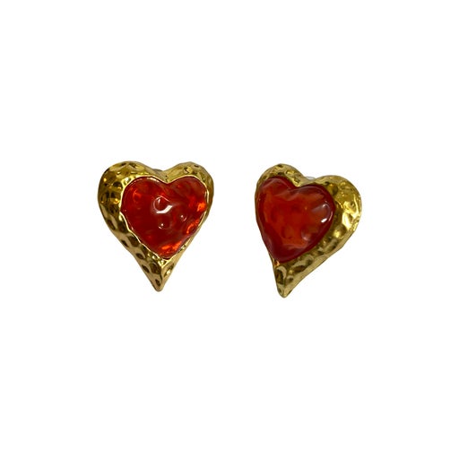 Golden metal earrings