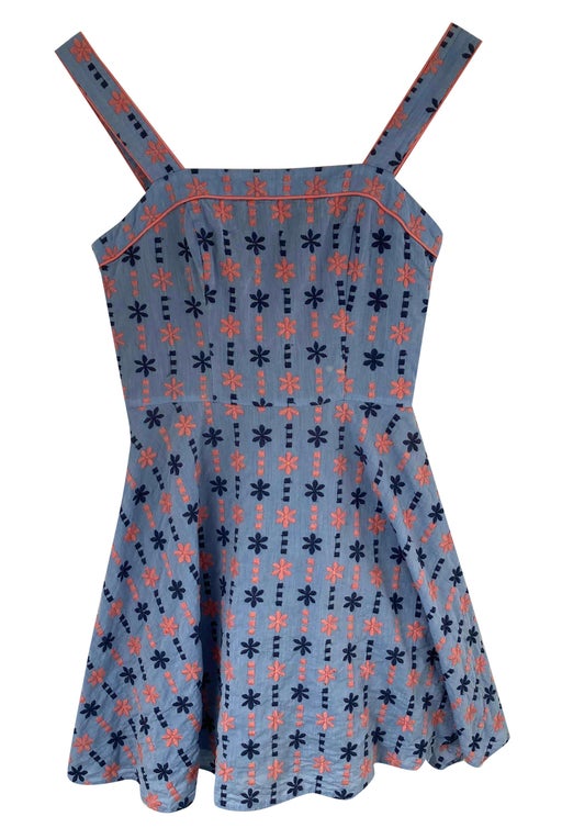 Embroidered cotton mini dress