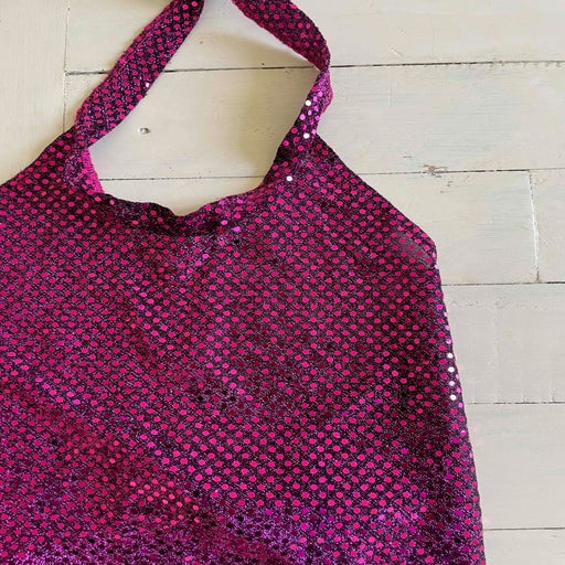 Sequin open back top