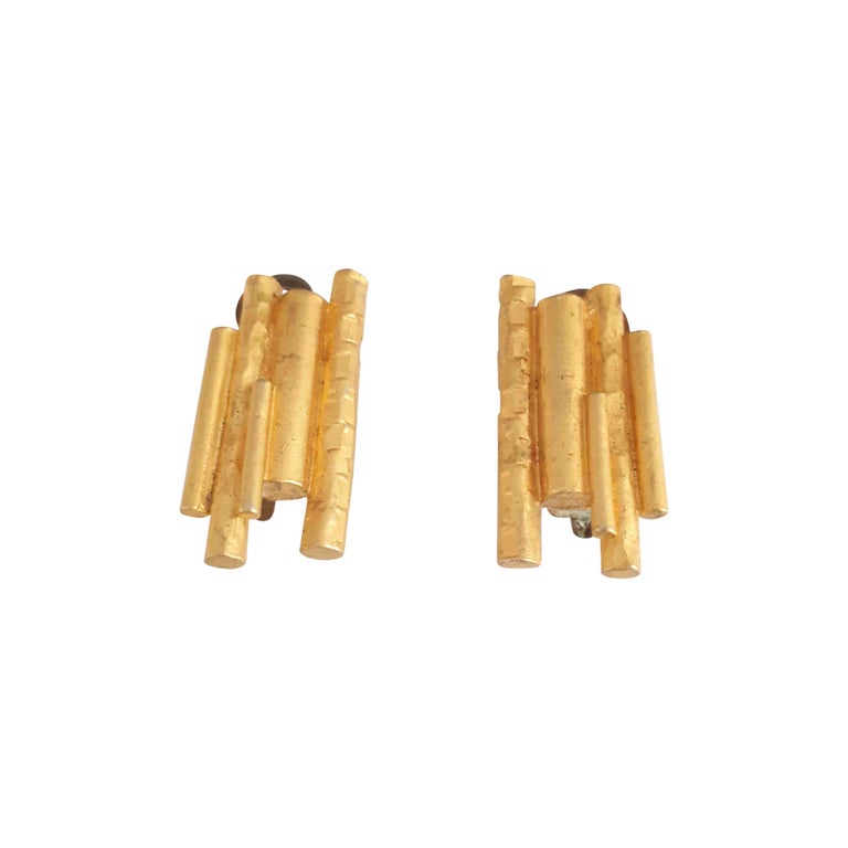 Golden metal earrings