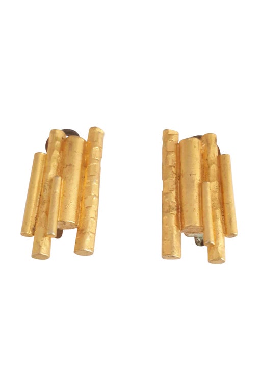 Golden metal earrings