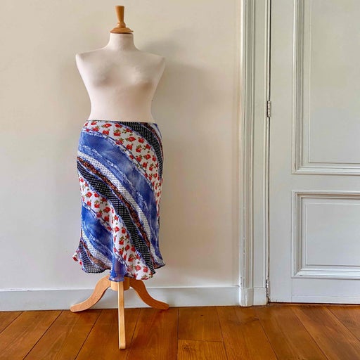 Patchwork midi skirt
