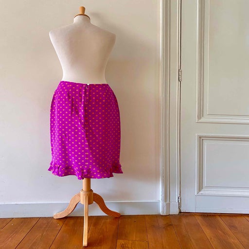 Polka dot silk skirt