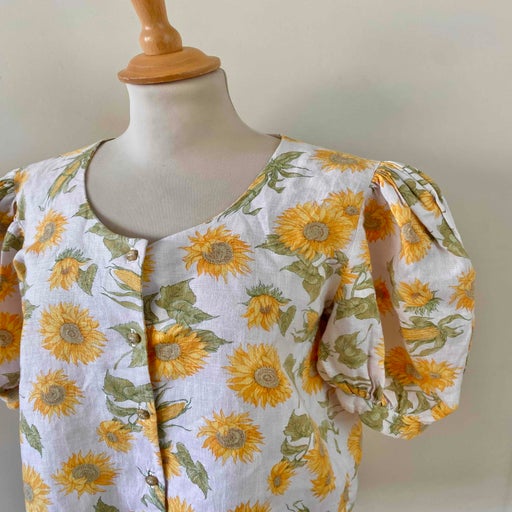 Austrian blouse in linen and white viscose