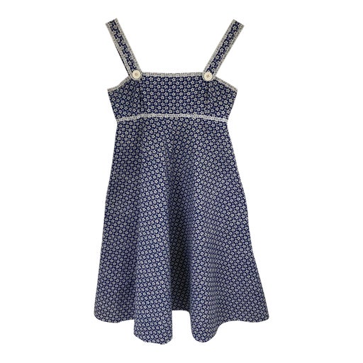 Robe à fleurs en coton, liseré en dentelle,