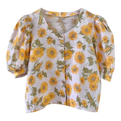 Blouse Autrichienne en lin, et viscose blanc