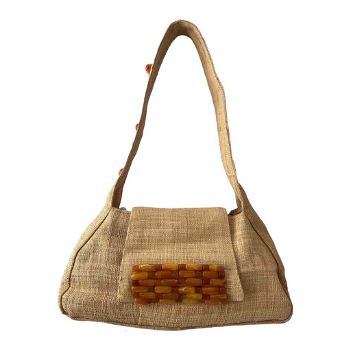 Raffia baguette bag
