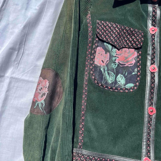 Veste en velours et cuir