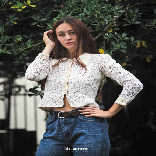 Crop top en dentelle de coton
