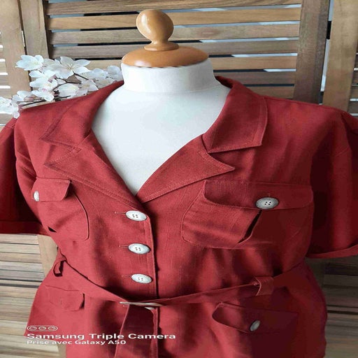 Saharienne rouge brique 
Veste Saharienne