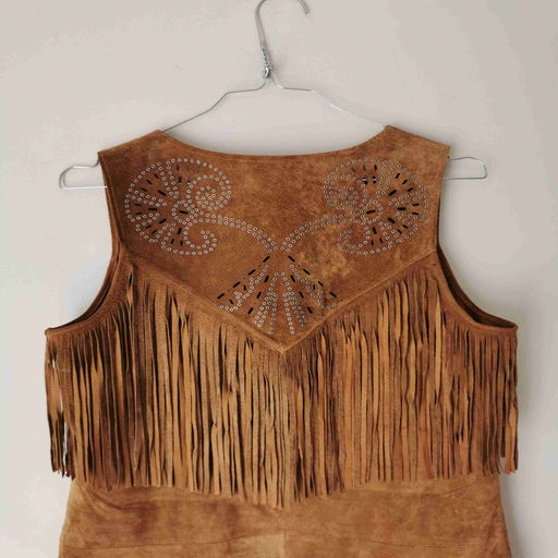 Robe mini en daim René Dhery. A franges devant