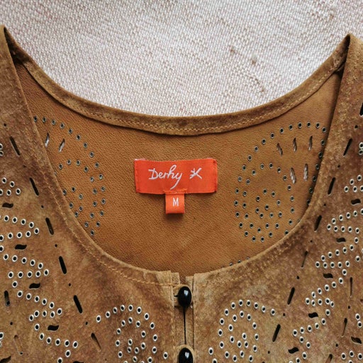 Robe mini en daim René Dhery. A franges devant