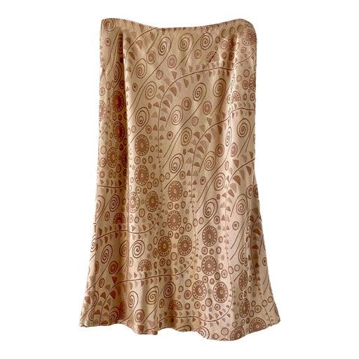 Jupe midi damassée en satin viscose beige